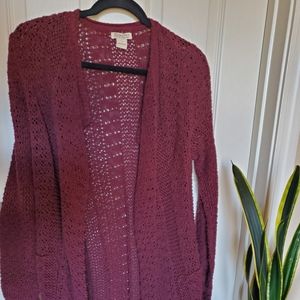 Dark purple open front cardigan
